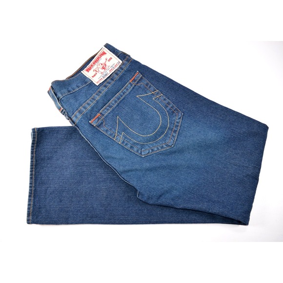 True Religion Blue Jeans Bobby Men's 36x34 Inseam‎ 34.5" Straight Leg Pockets - Picture 1 of 16